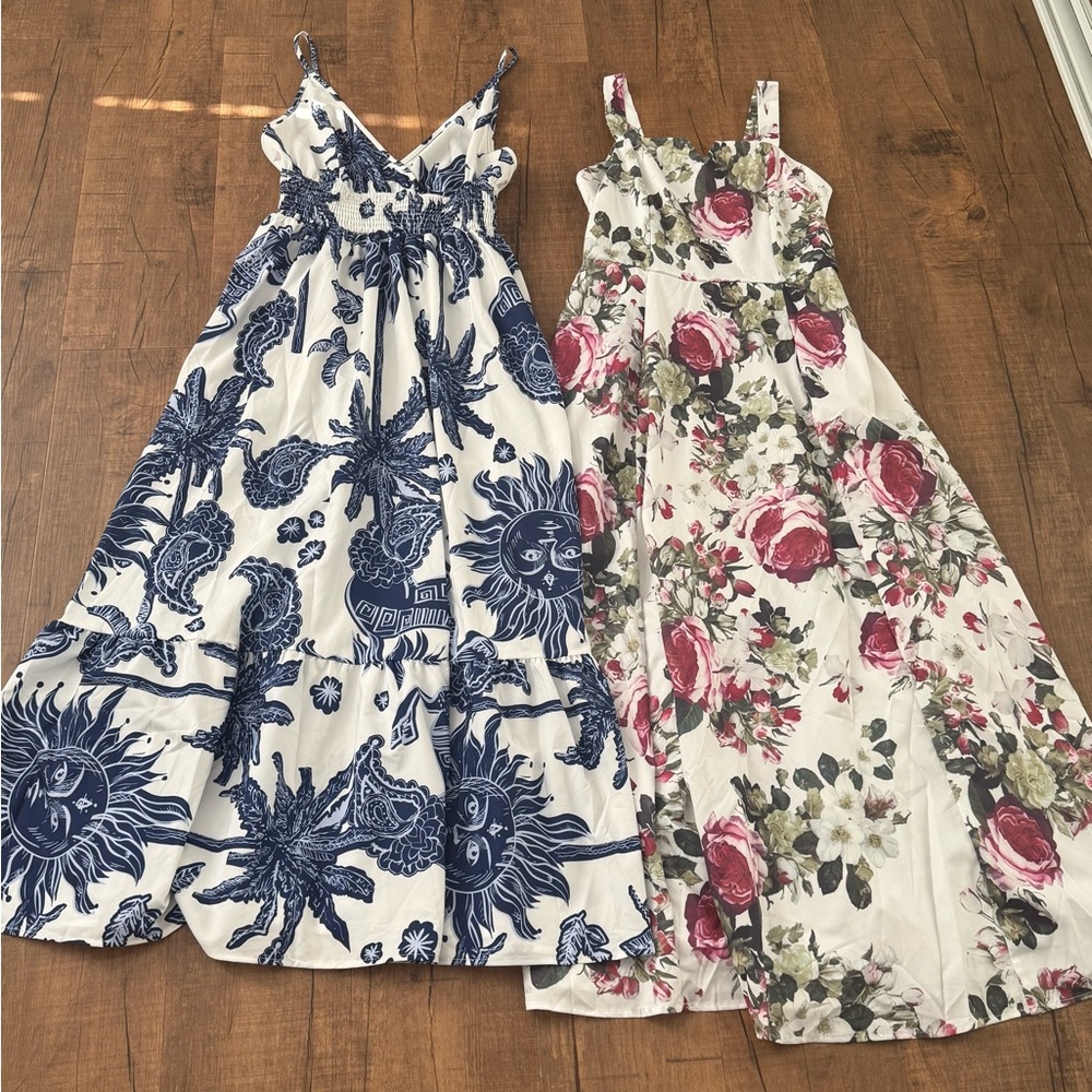 Floral and Sun Print Maxi Dresses